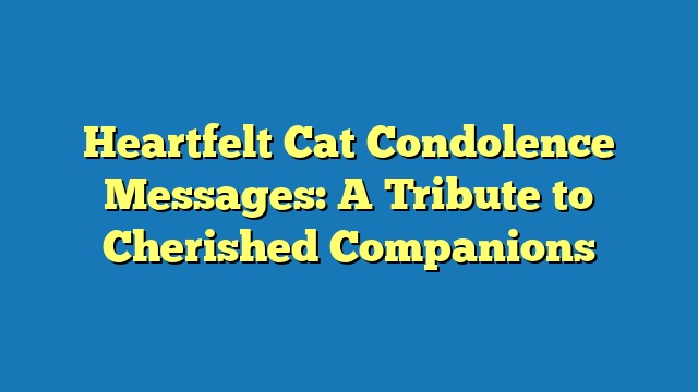 Heartfelt Cat Condolence Messages: A Tribute to Cherished Companions